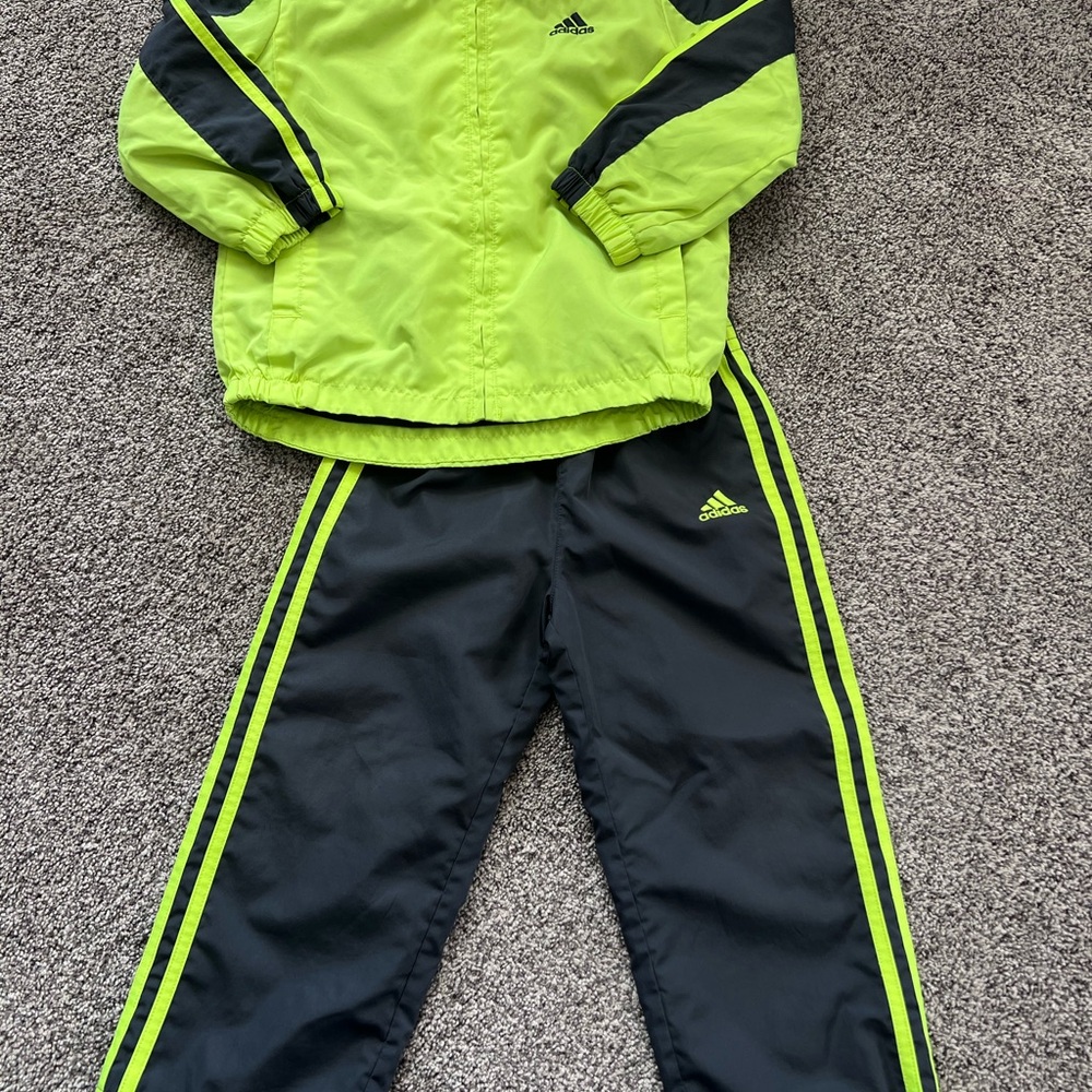 Adidas Lime Green and Grey Jacket with matching Grey Pants
